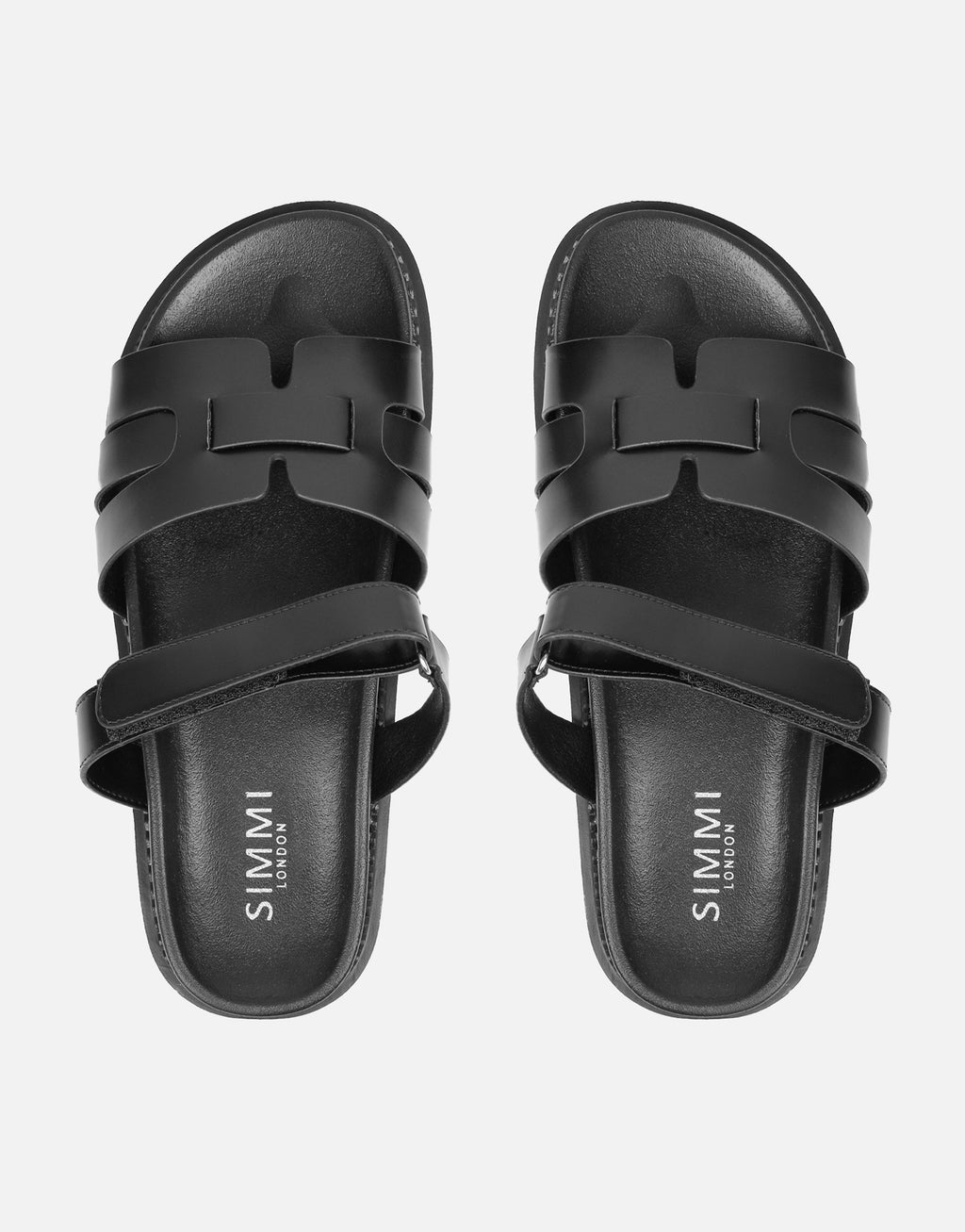 Adelle Black Chunky Strap Footbed Slides
