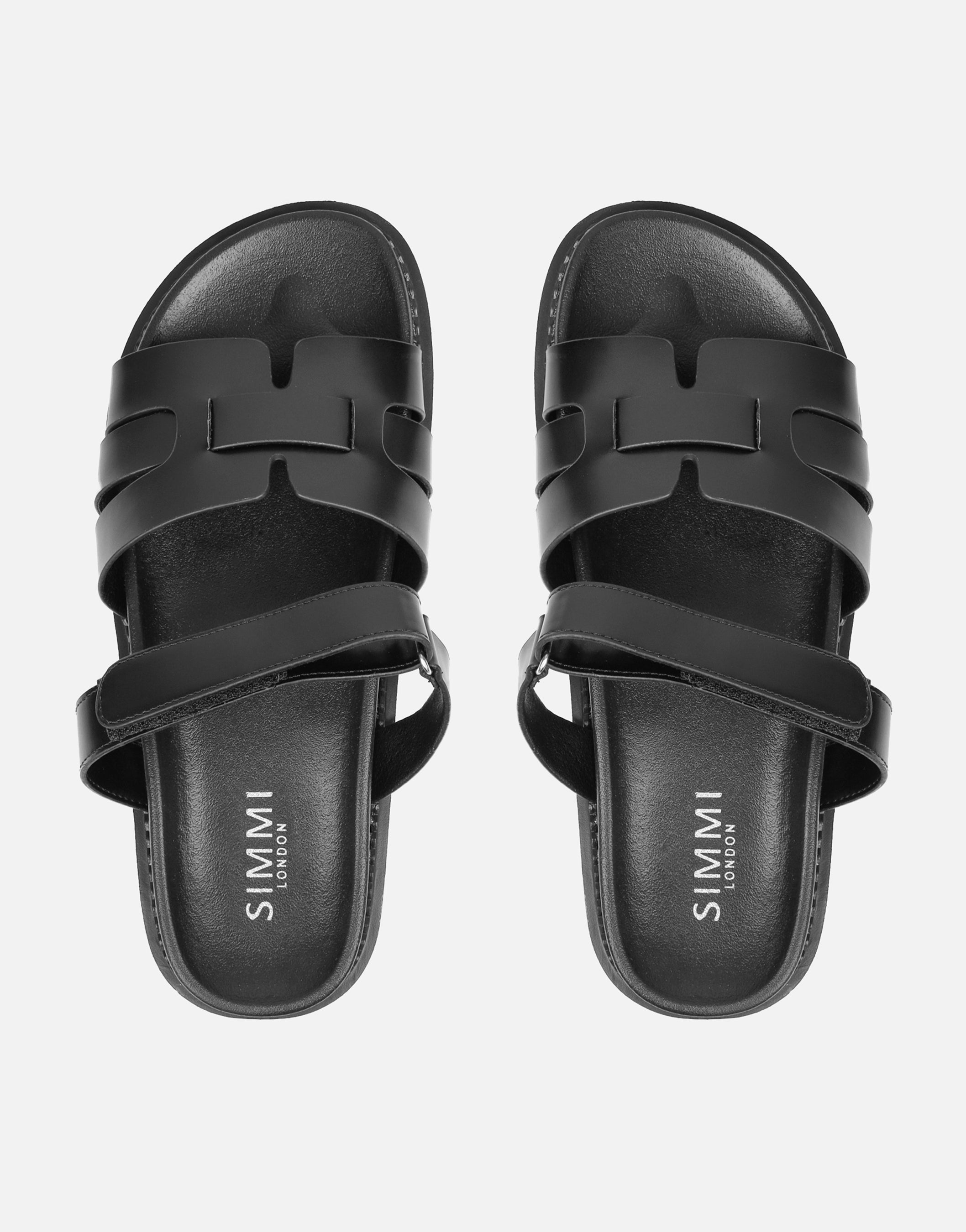 Adelle Black Chunky Strap Footbed Slides
