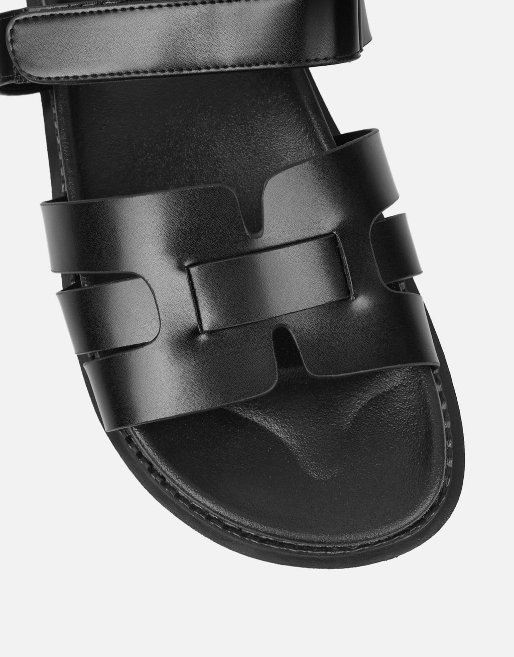 Adelle Black Chunky Strap Footbed Slides