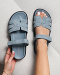 Adelle Blue Nubuck Chunky Footbed Slides
