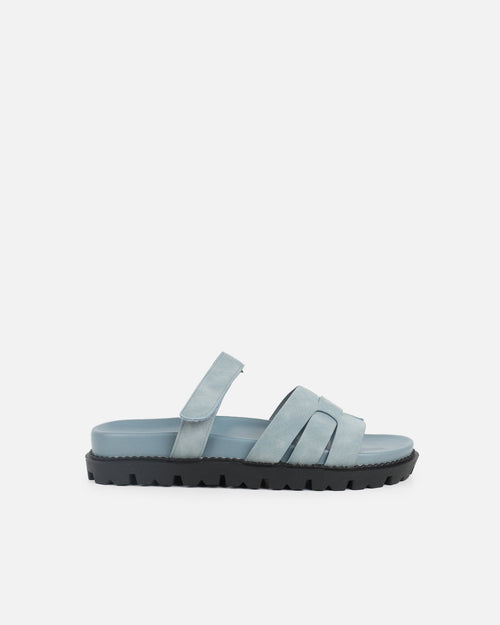 Adelle Blue Nubuck Chunky Footbed Slides