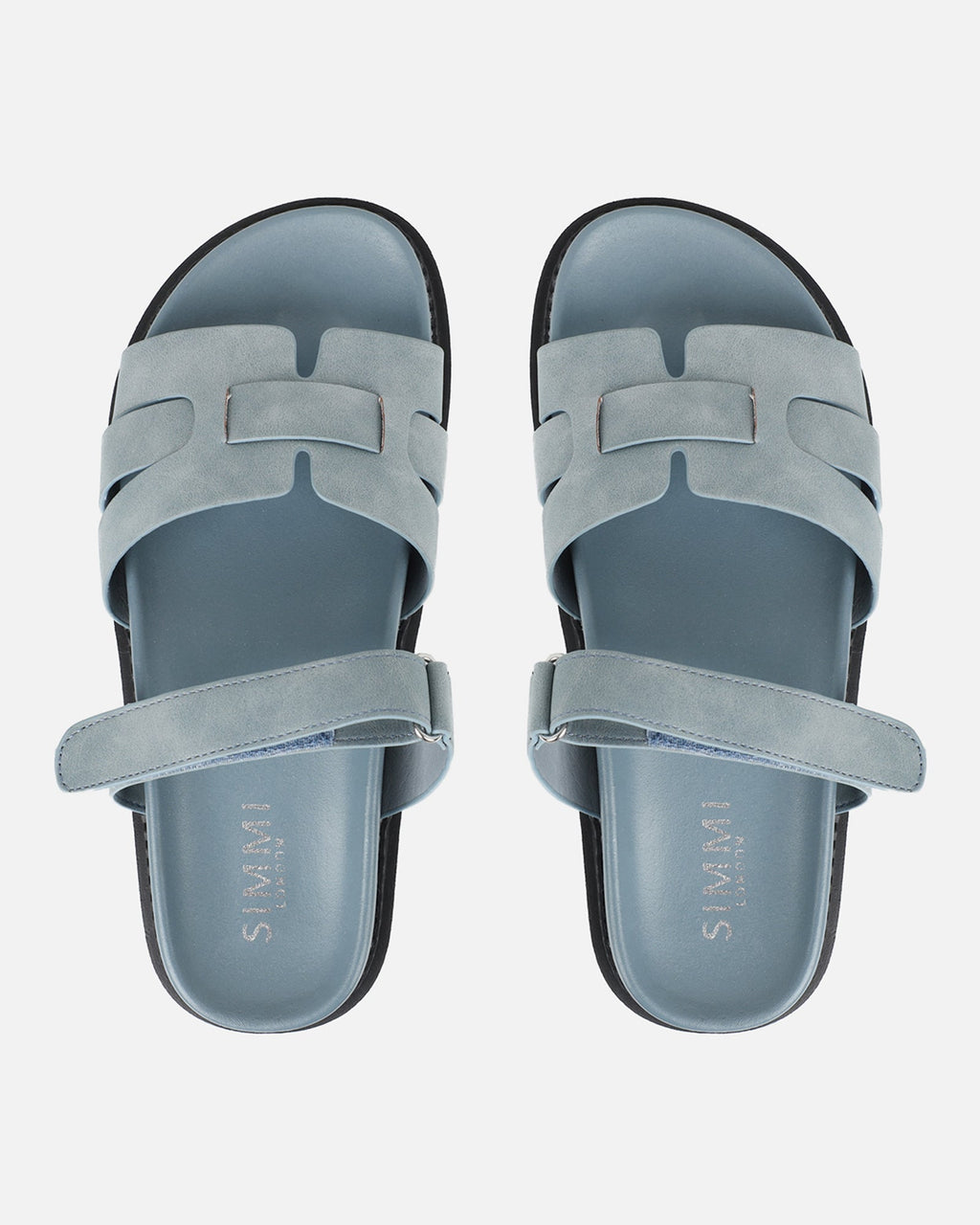 Adelle Blue Nubuck Chunky Footbed Slides
