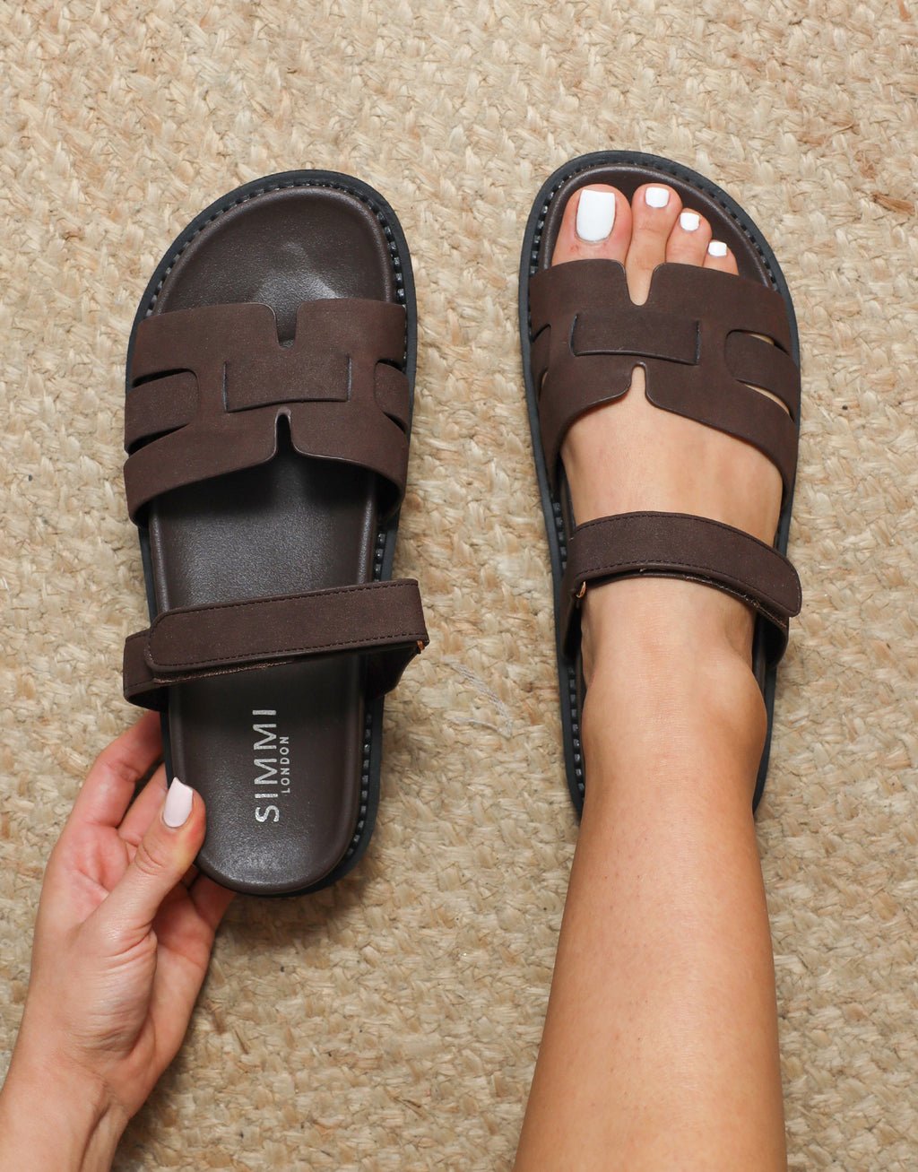 Adelle Brown Nubuck Chunky Footbed Slides