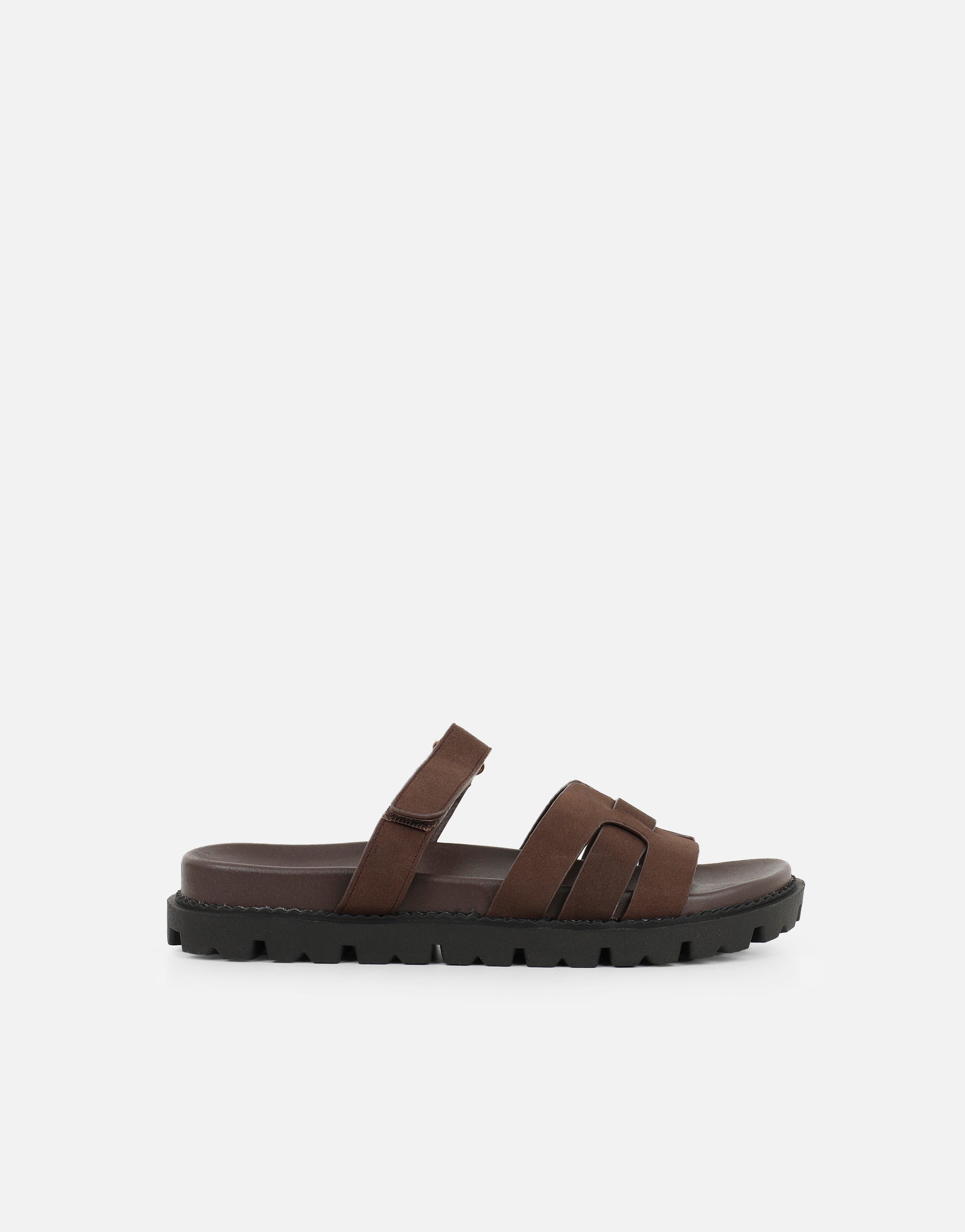 Adelle Brown Nubuck Chunky Footbed Slides