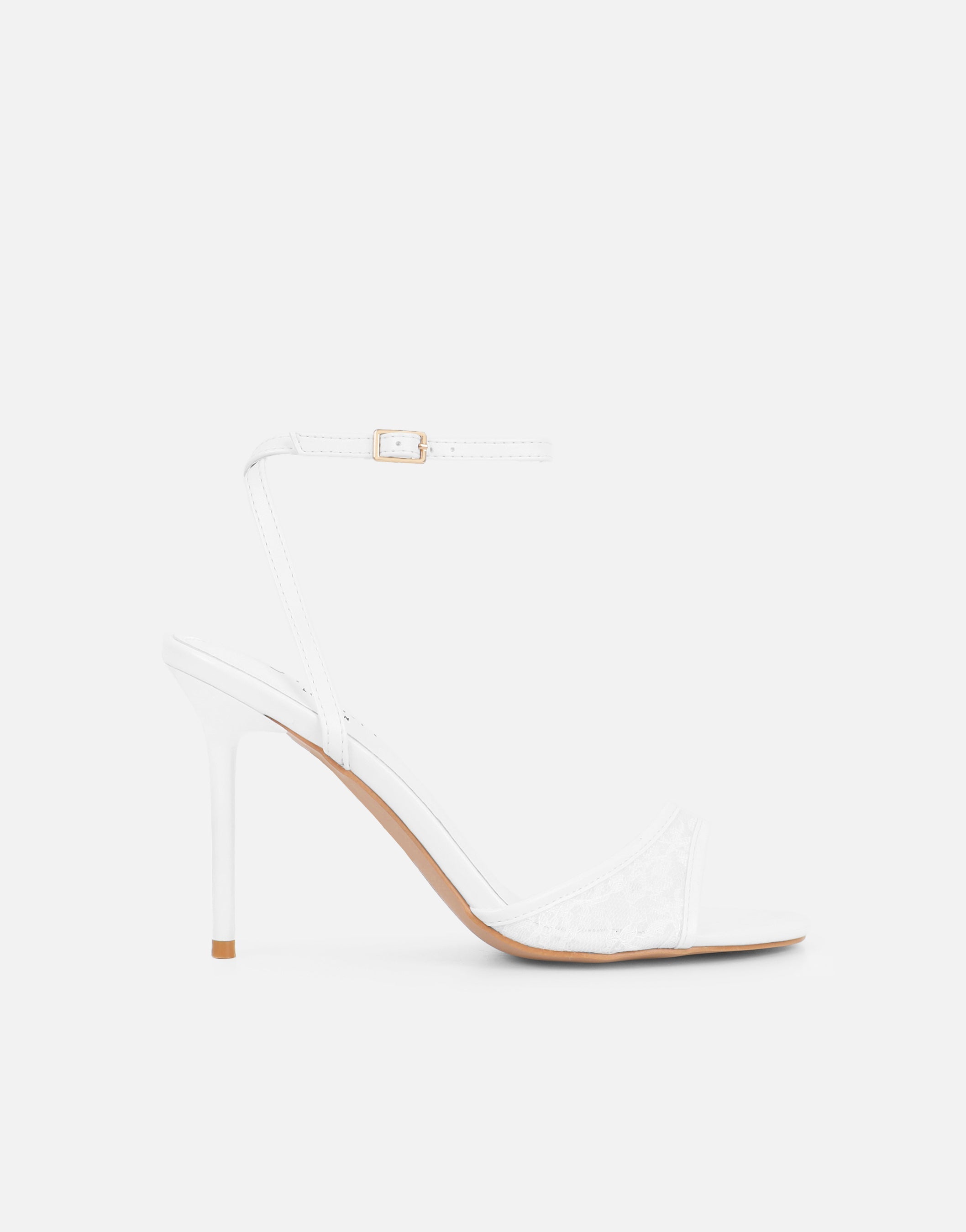 Juby White Mesh Heeled Sandals