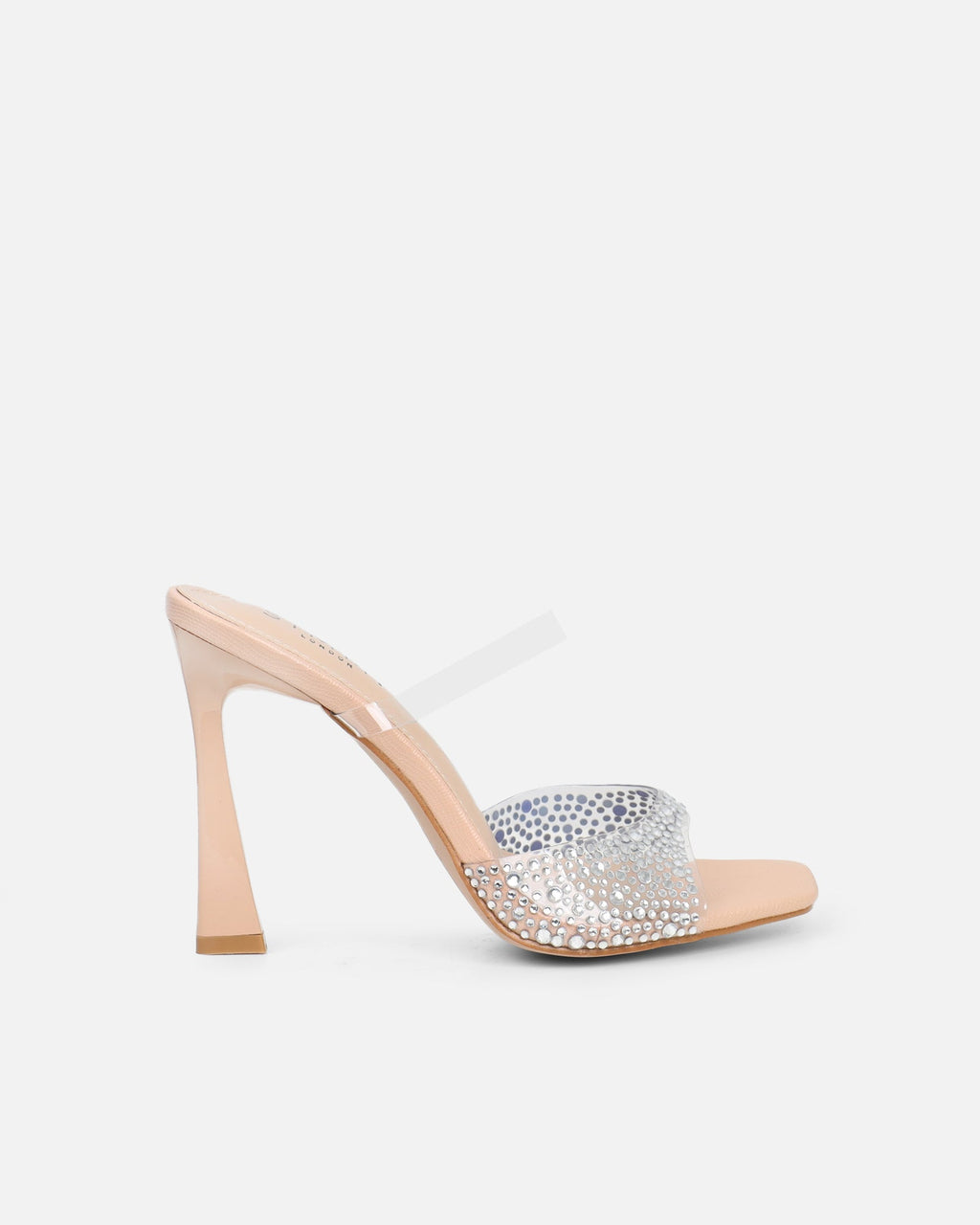 Anouska Nude Lizard Perspex Diamante Mule