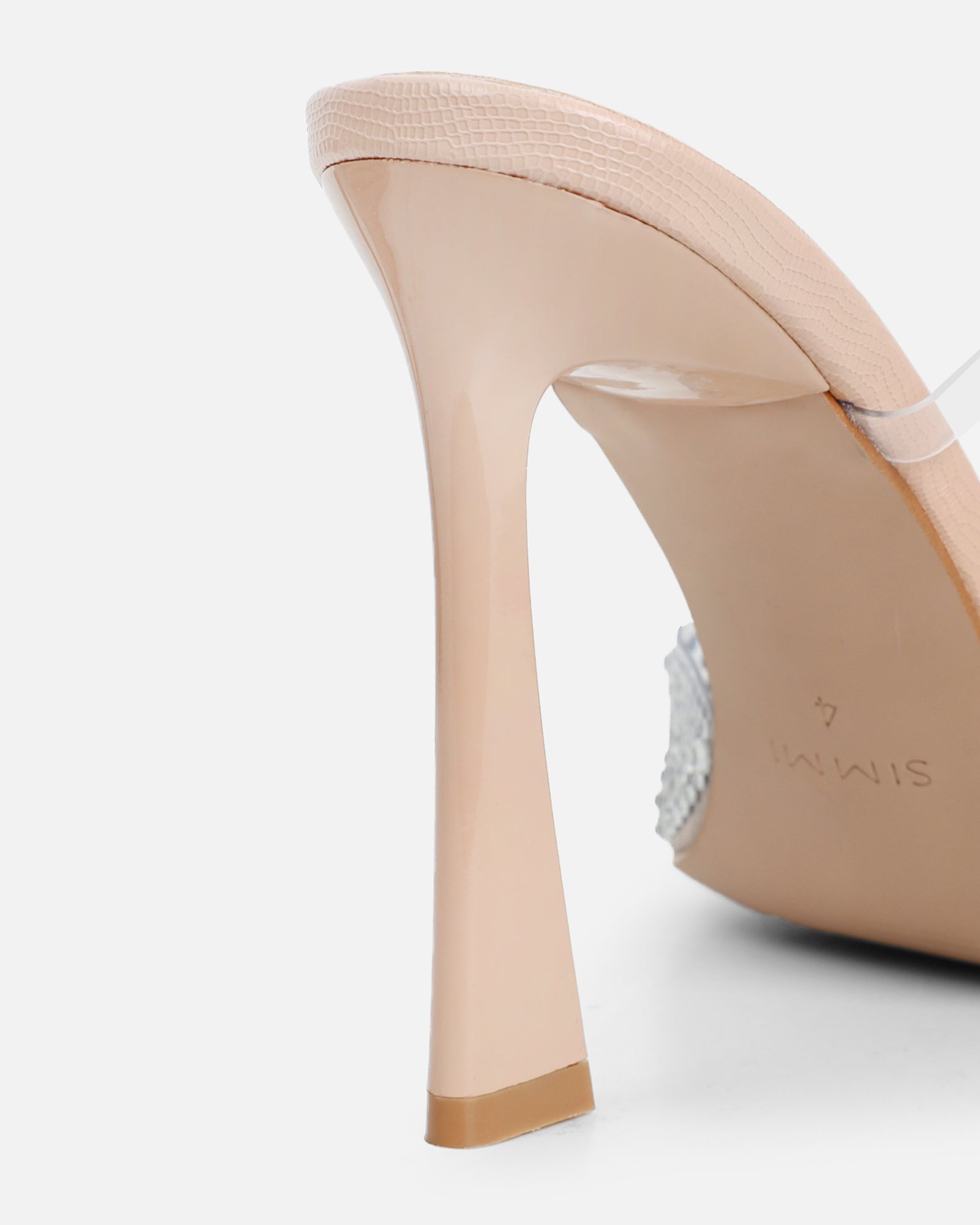 Anouska Nude Lizard Perspex Diamante Mule