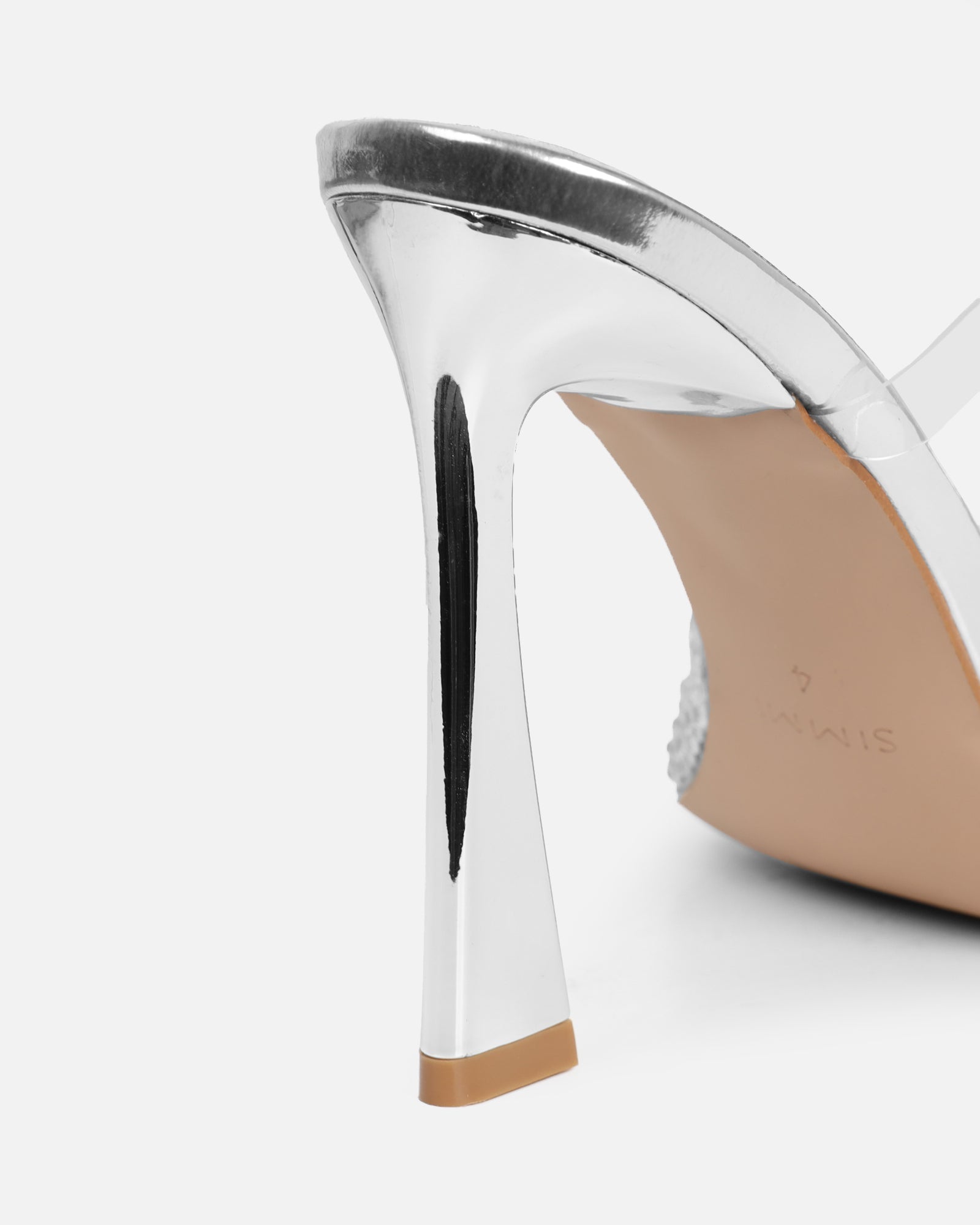 Anouska Silver Mirror Perspex Diamante Mule