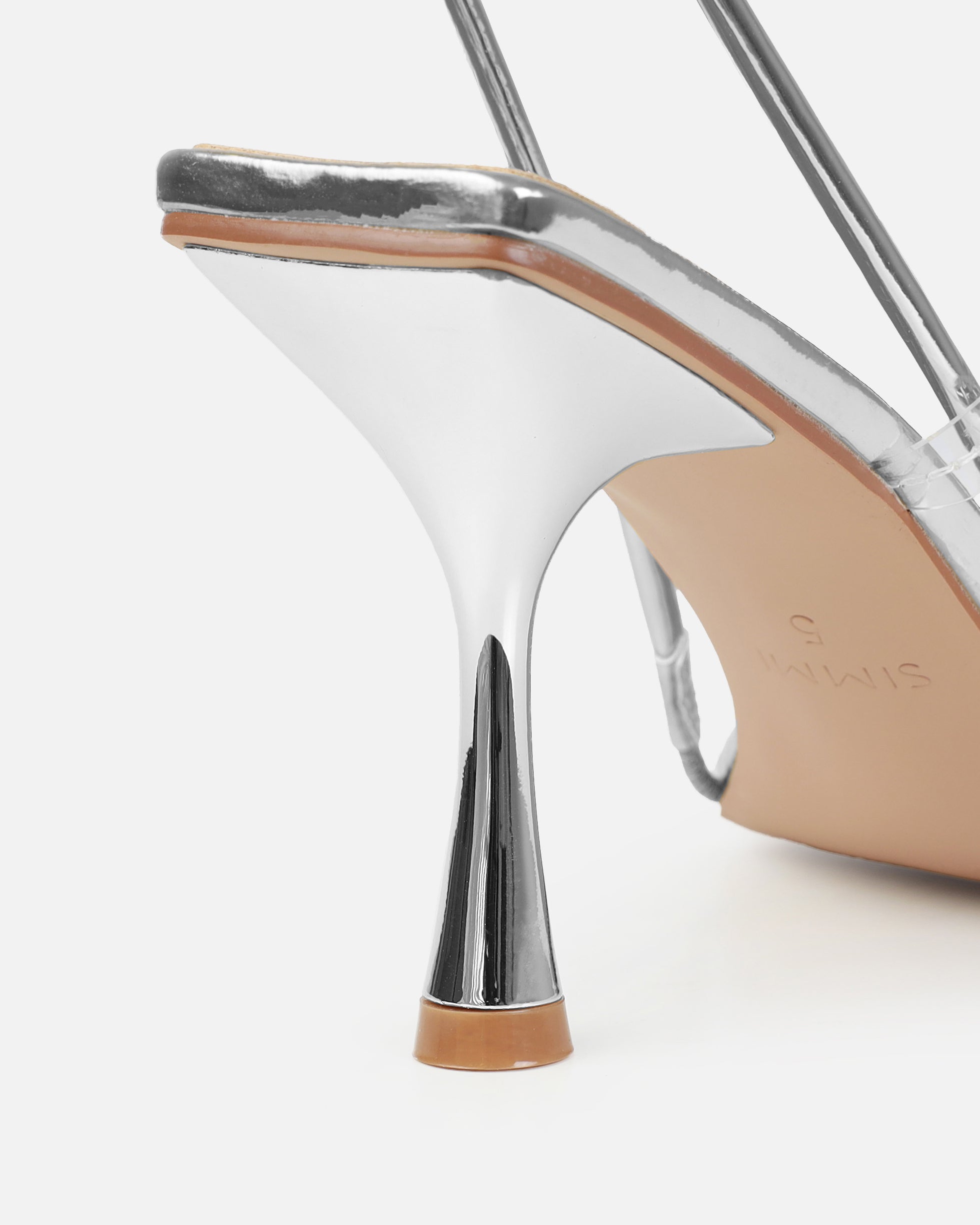 Confetti Silver Clear Diamante Mid Heels
