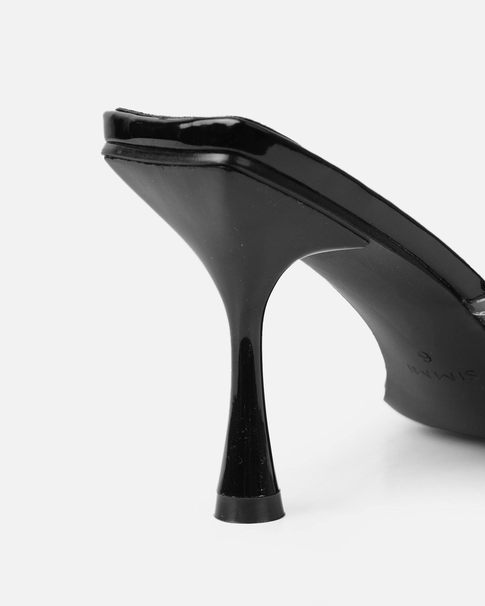 Blushing Black Diamante Mid Heel Mules