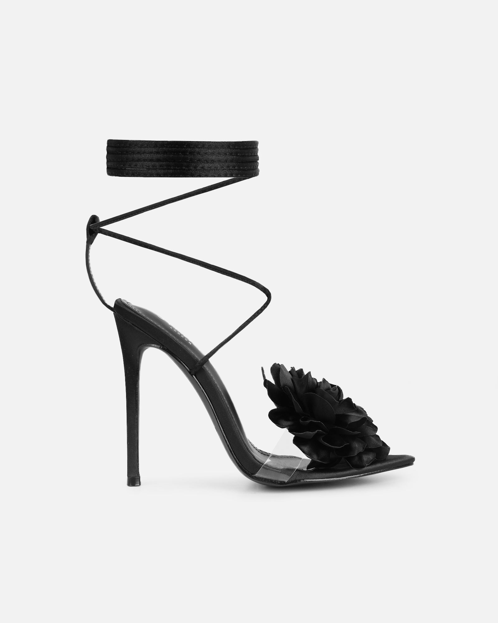 Betty Black Flower Heeled Sandals