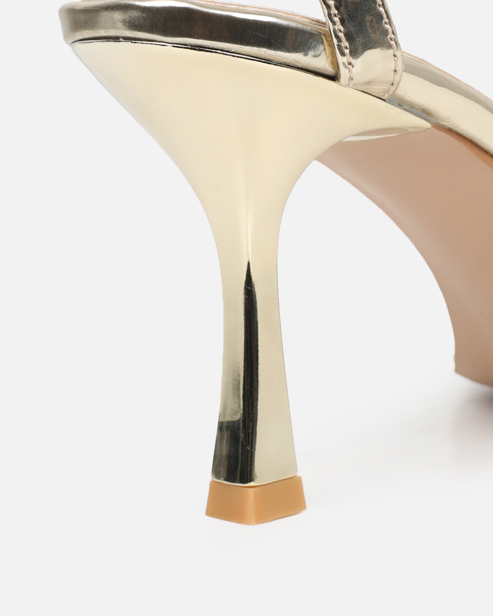 Ediee Gold Mirror Diamante Heeled Sandals