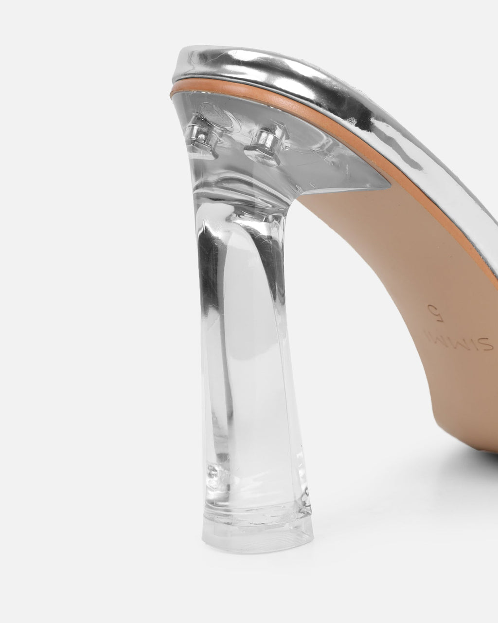 Maylee Clear Silver Mirror Mules