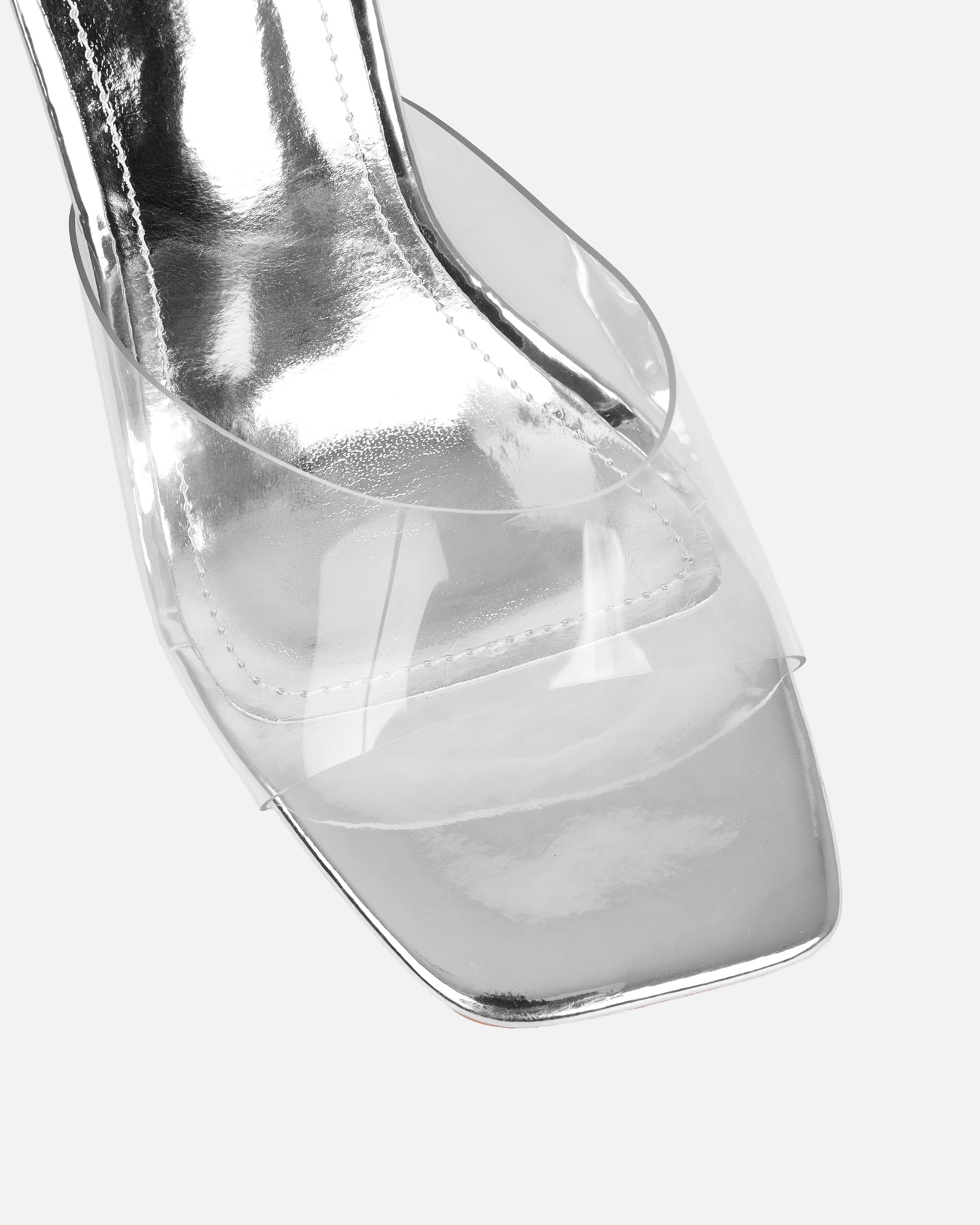 Maylee Clear Silver Mirror Mules