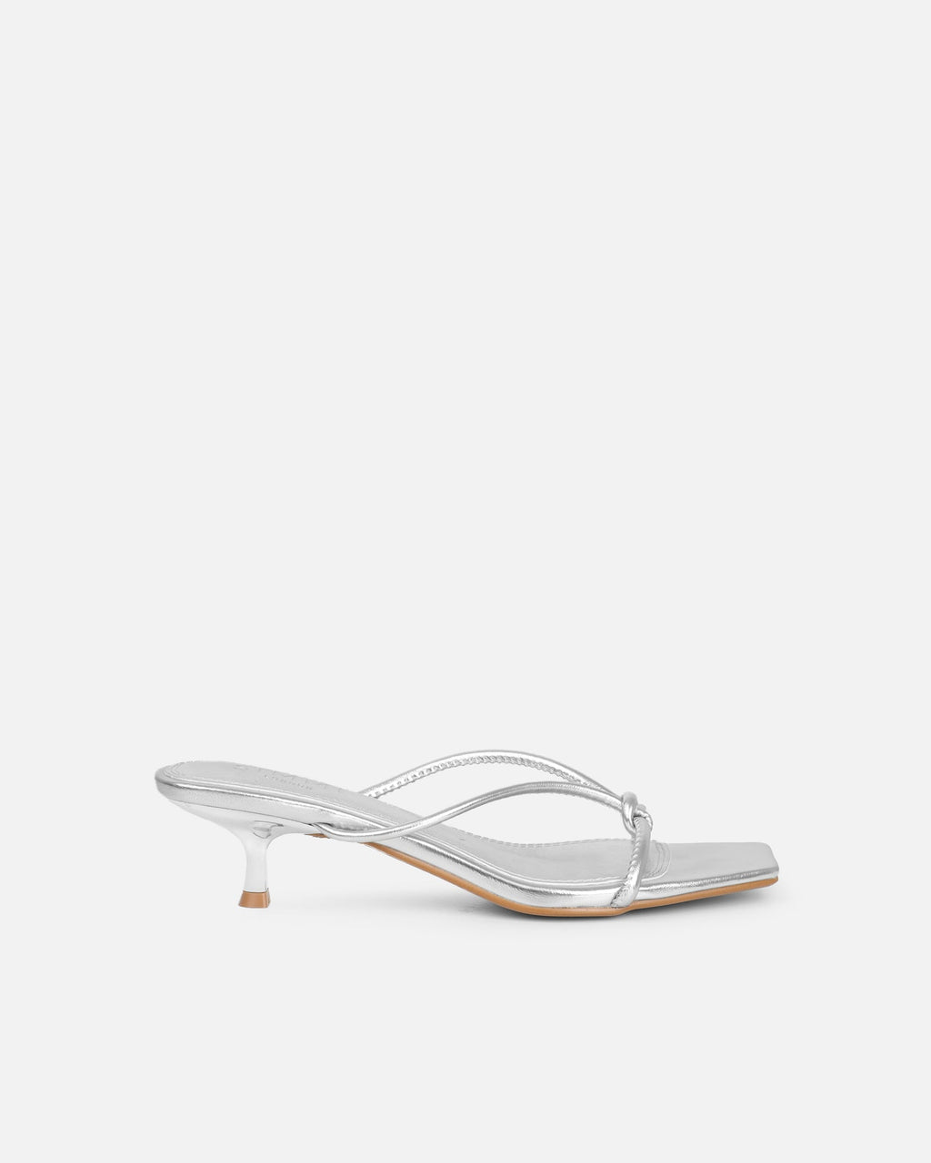 Haylen Silver Metallic Knotted Mules