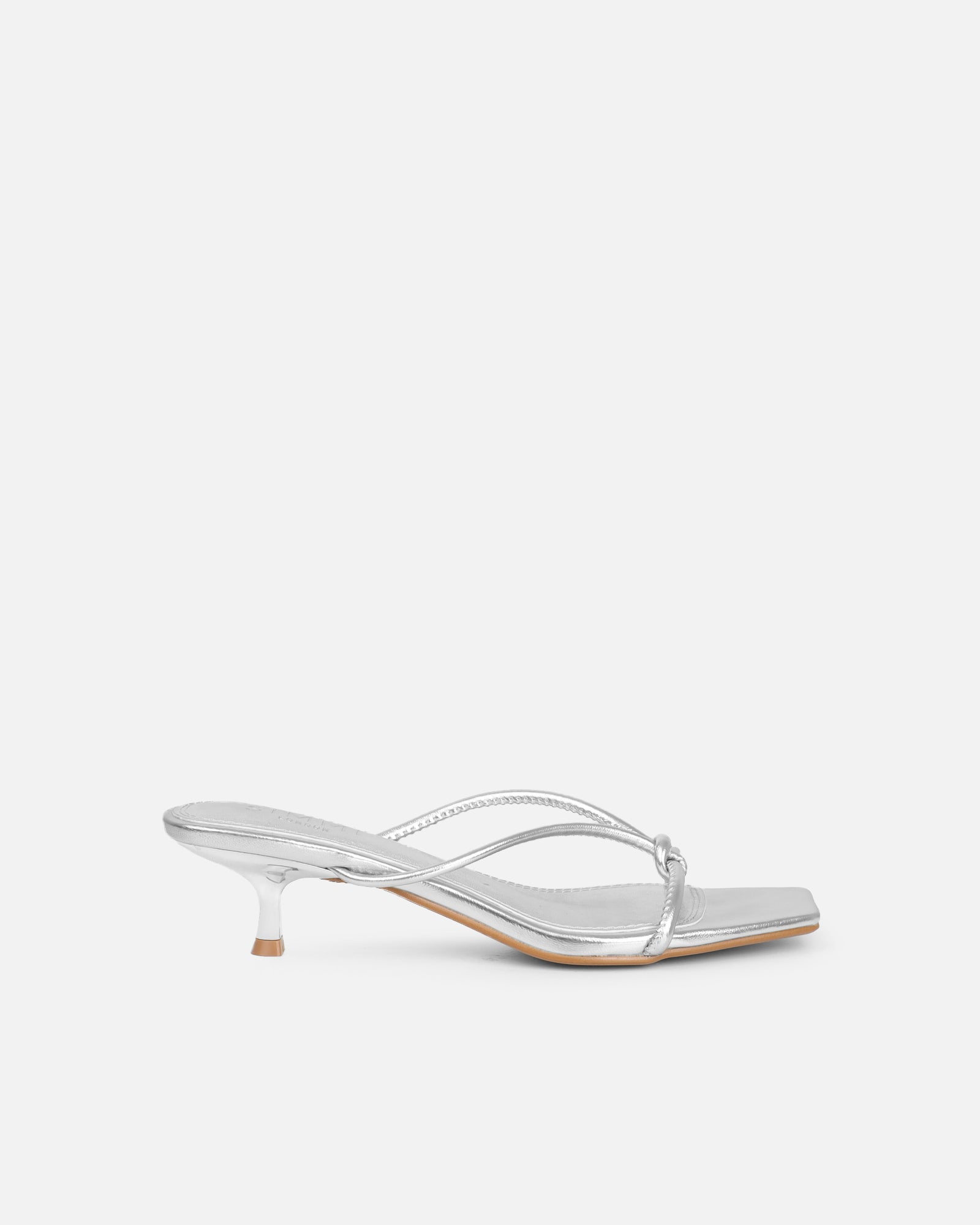 Haylen Silver Metallic Knotted Mules