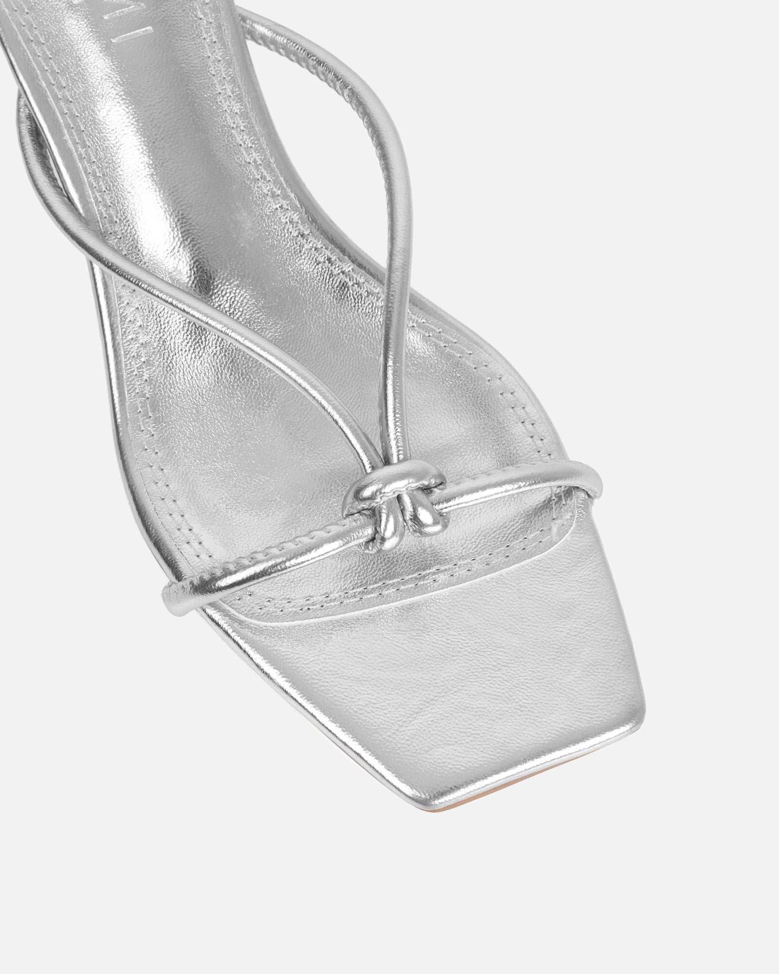 Haylen Silver Metallic Knotted Mules