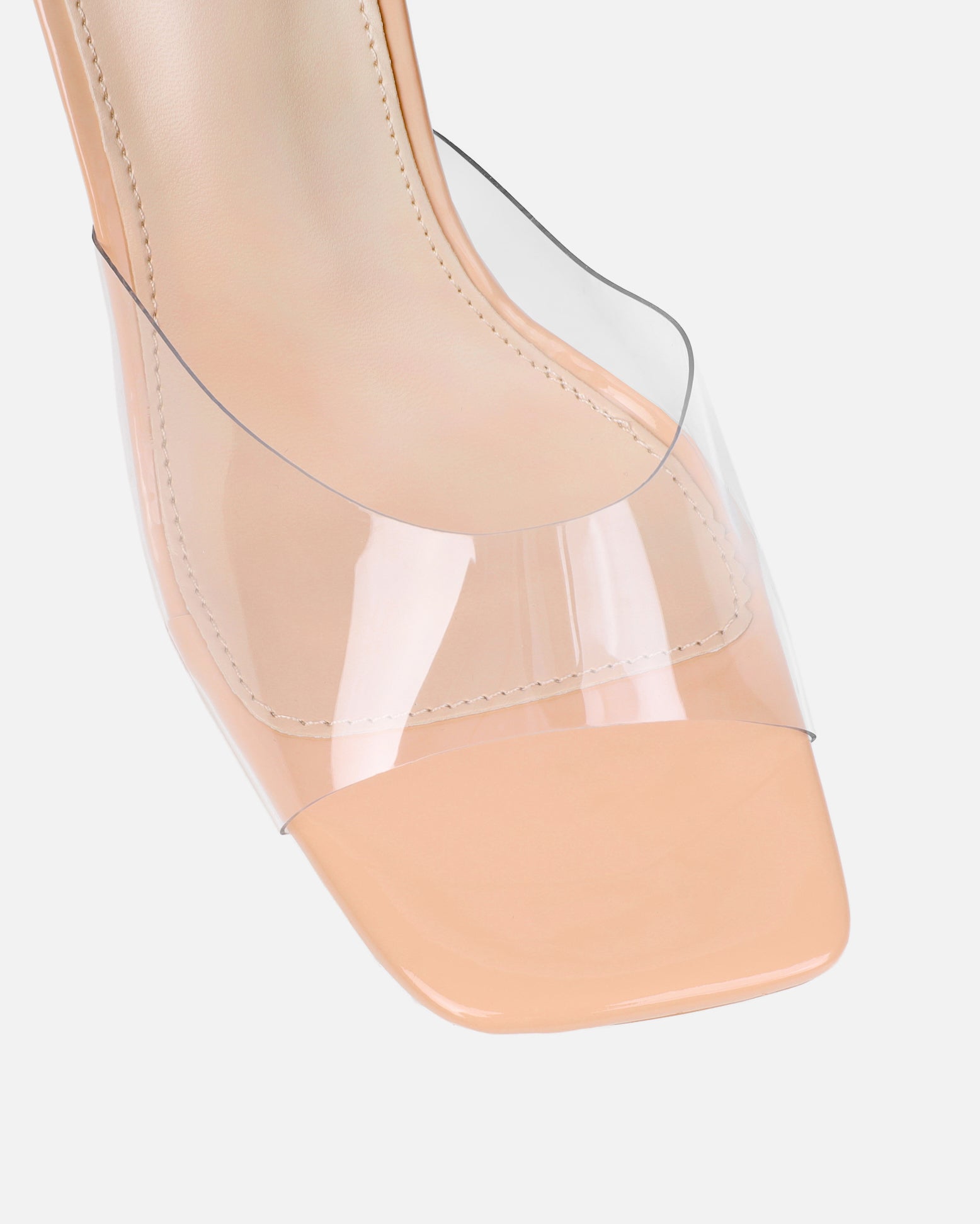 Josephine Clear Nude Patent Heeled Sandals