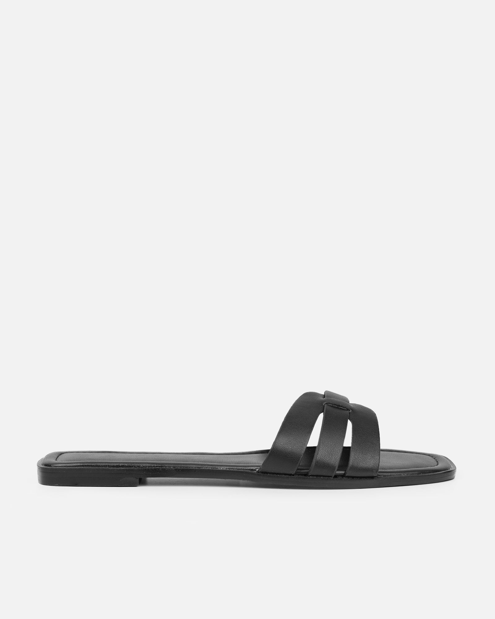 Jorja Black Slip On Flat Sandals