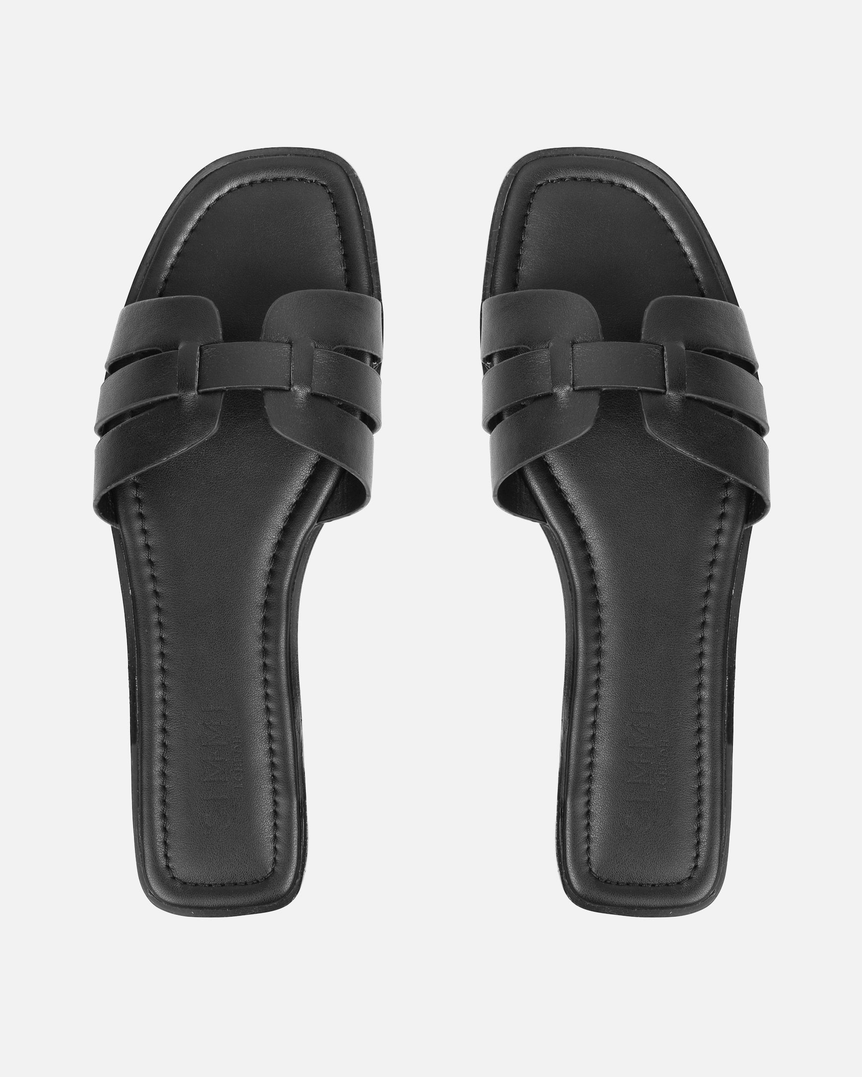 Jorja Black Slip On Flat Sandals