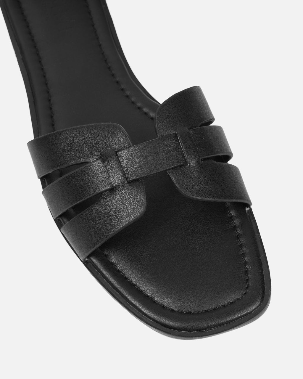 Jorja Black Slip On Flat Sandals
