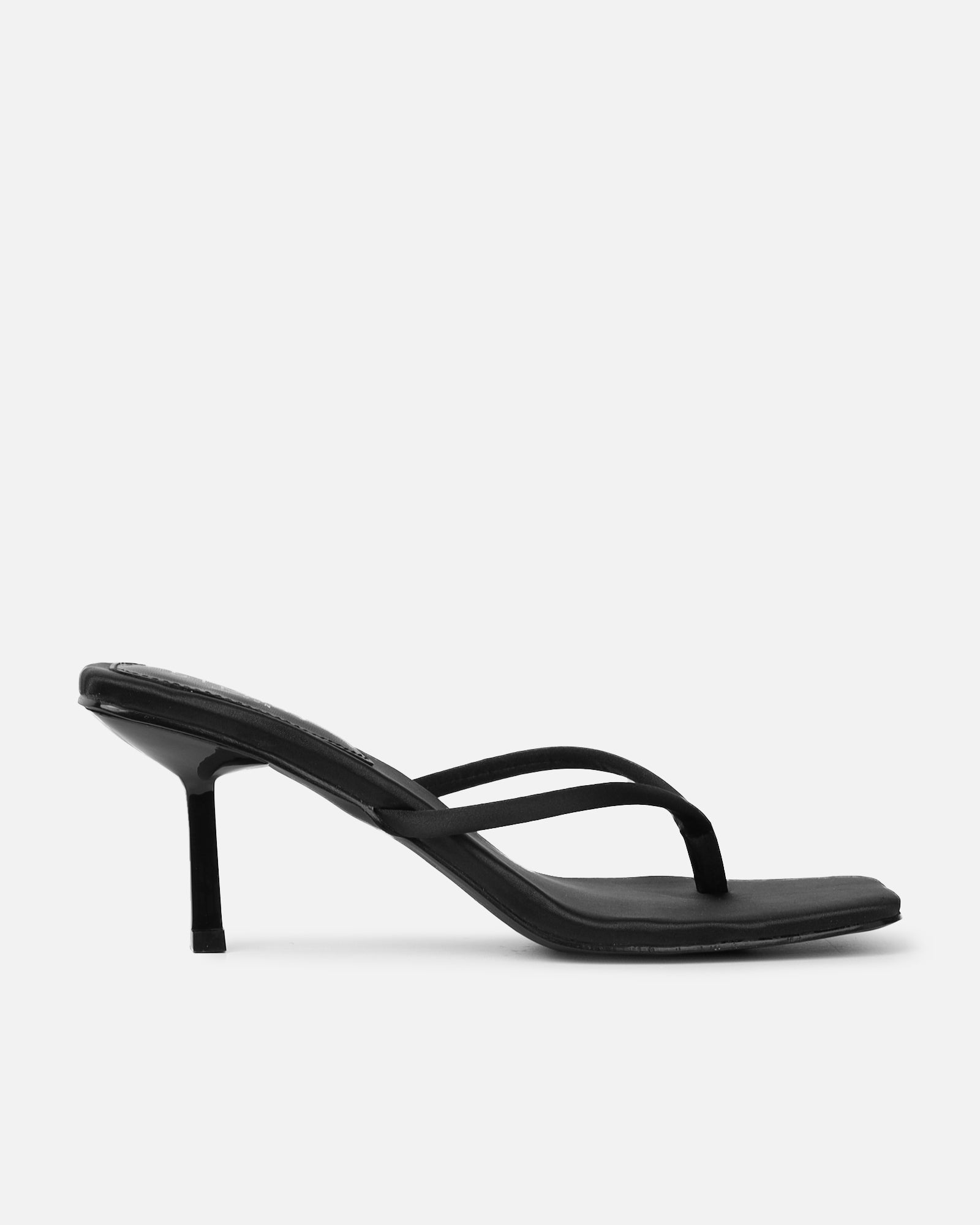 Melba Black Satin Padded Toe Post Sandals