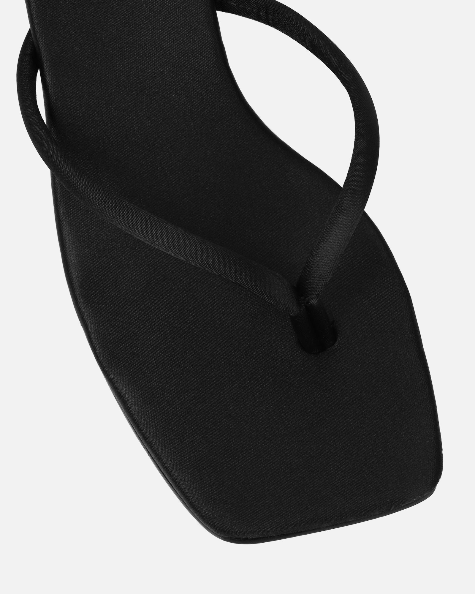 Melba Black Satin Padded Toe Post Sandals