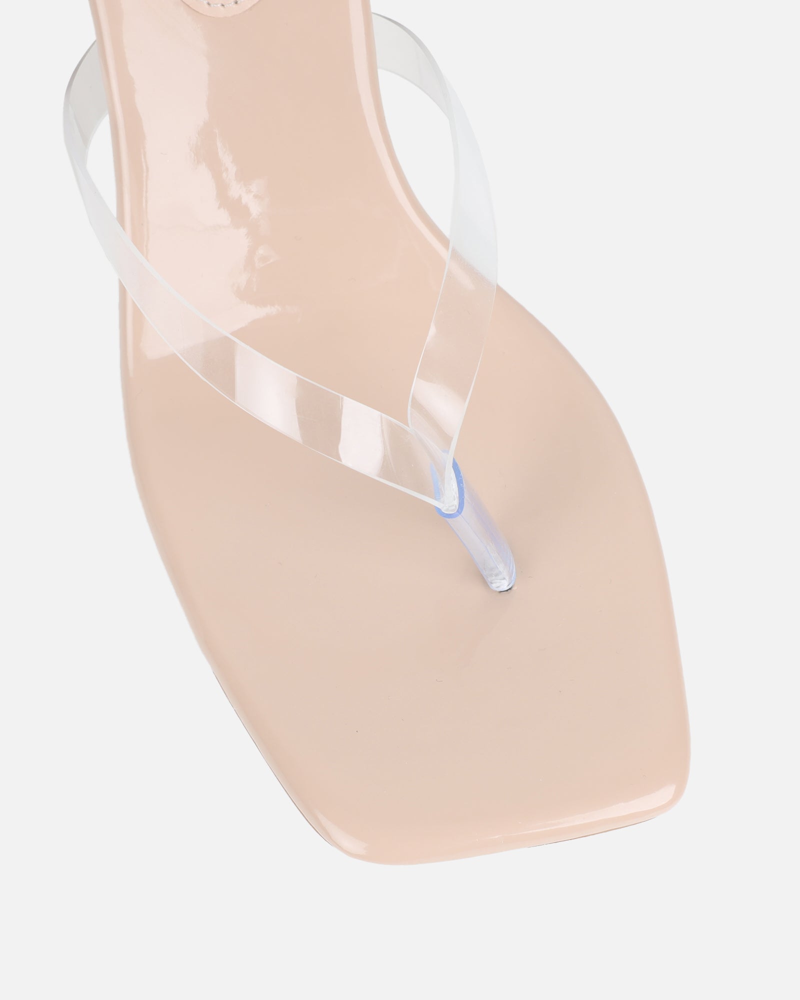 Melba Nude Patent Clear Toe Post Sandals