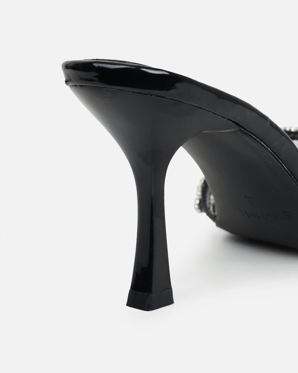 Manux Black Patent Diamante Detail Heeled Sandals