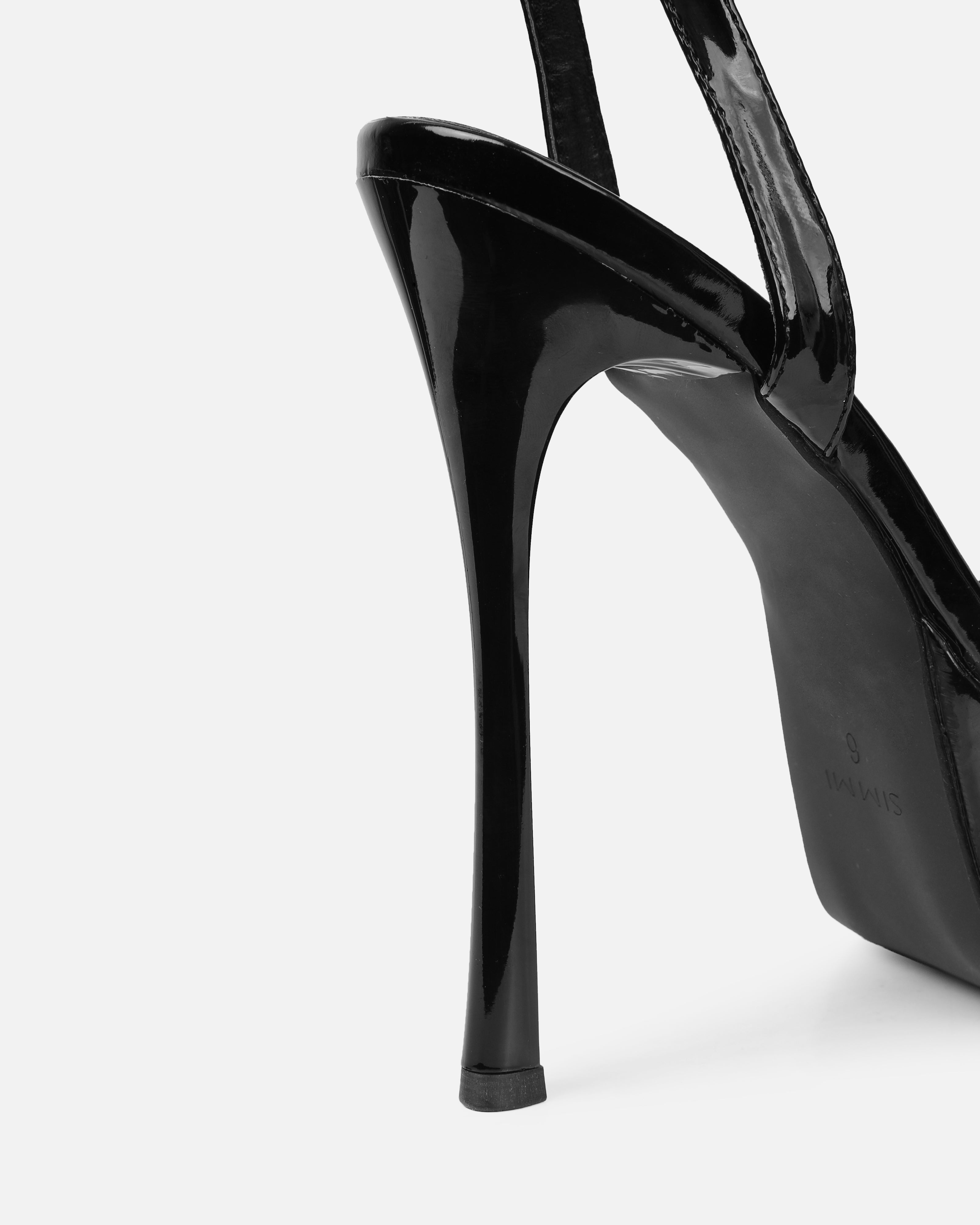 Nalai Black Patent Platform Heeled Sandals
