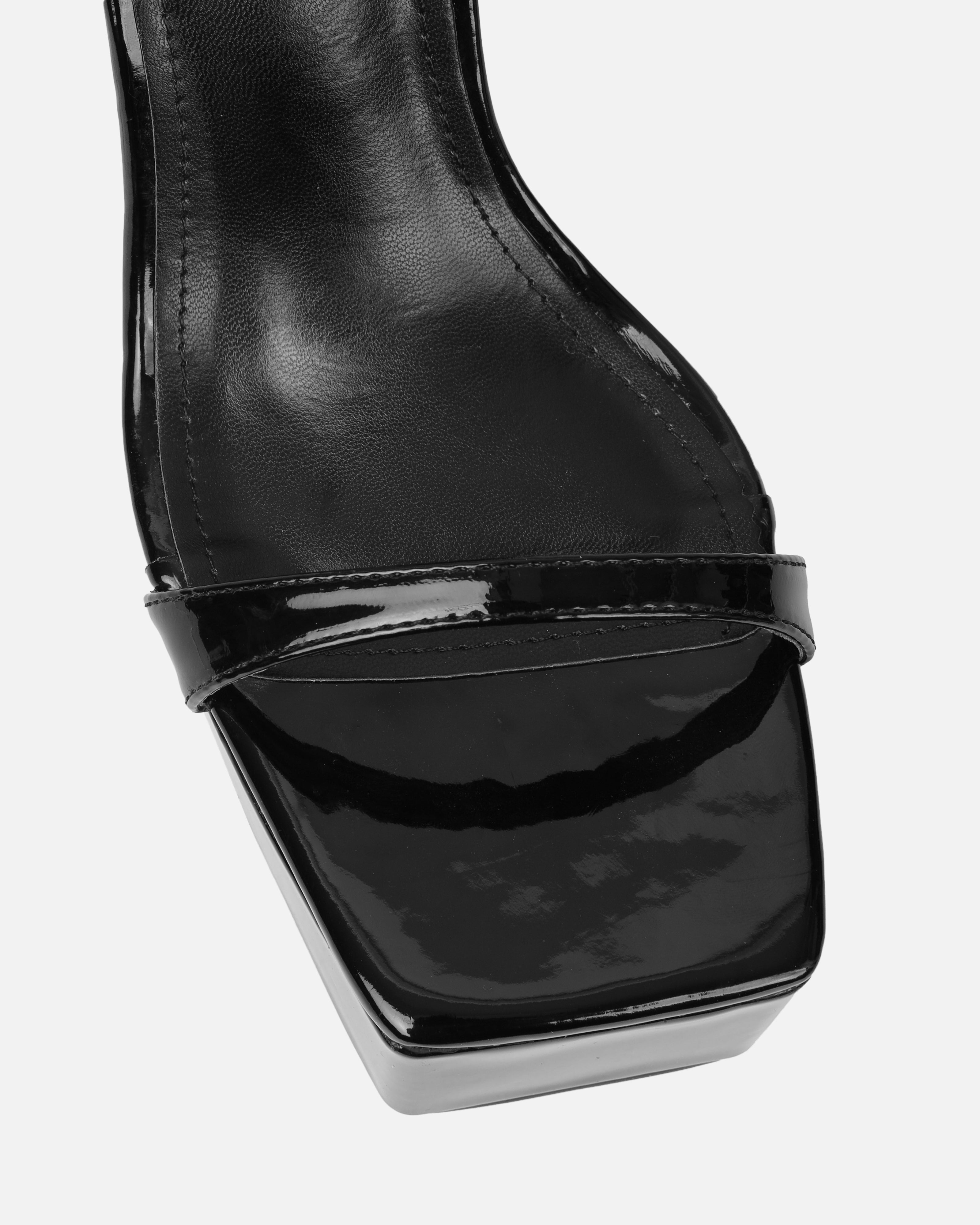 Nalai Black Patent Platform Heeled Sandals